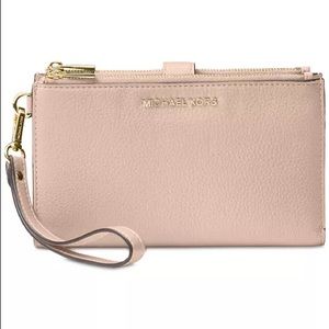 Michael Kors Adele Double-Zip Pebble Leather Phone Wristlet